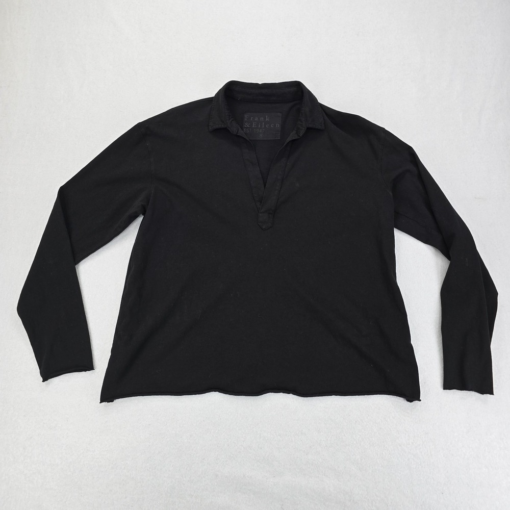 Frank Eileen Shirt Womens S Black Patrick Popover Henley Jersey Relaxed Minimal